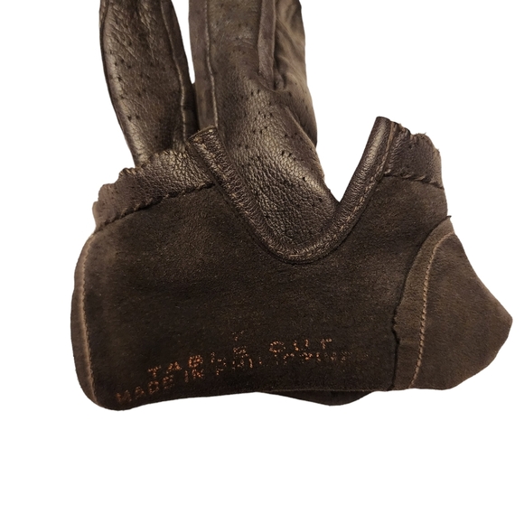 Vintage Van Raalte Dark Gray Leather Table Cut Gloves - Picture 7 of 8